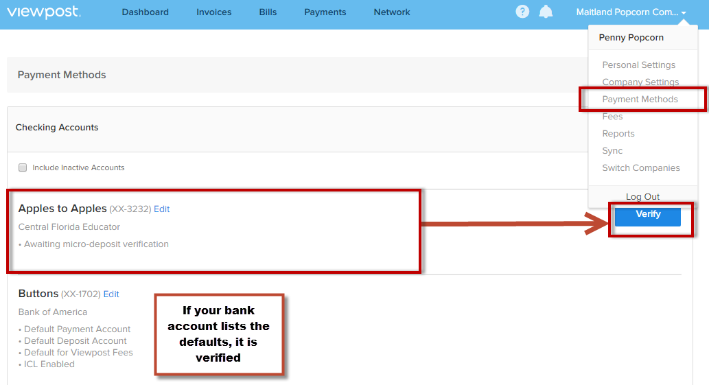 Verifying a Bank Account – Viewpost Support Center